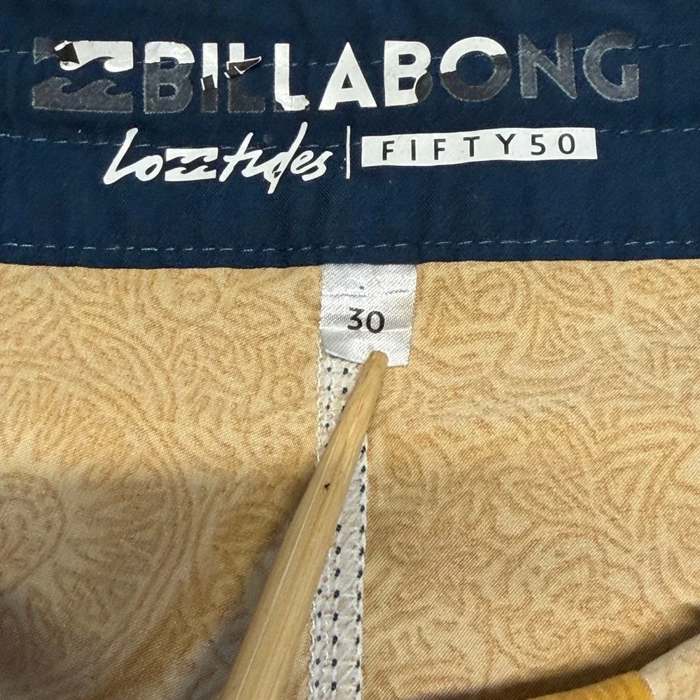 Billabong Lo Tides Fifty50 Board Shorts Mens 30 Blue Yellow Paisley Swim Trunks